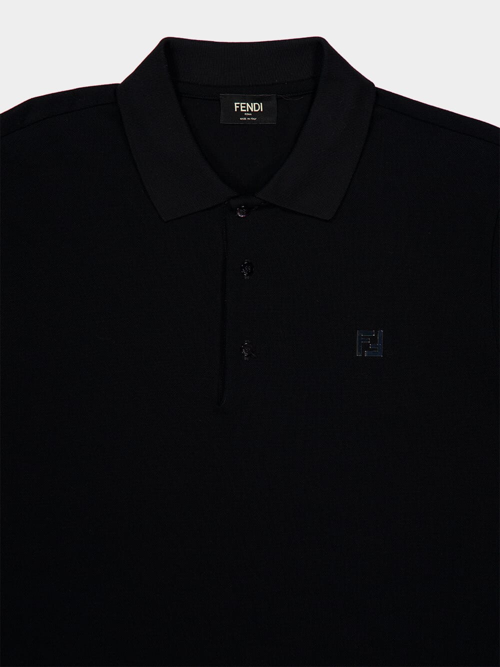 Black Cotton Piqué Slim Fit Polo Shirt - Image 3