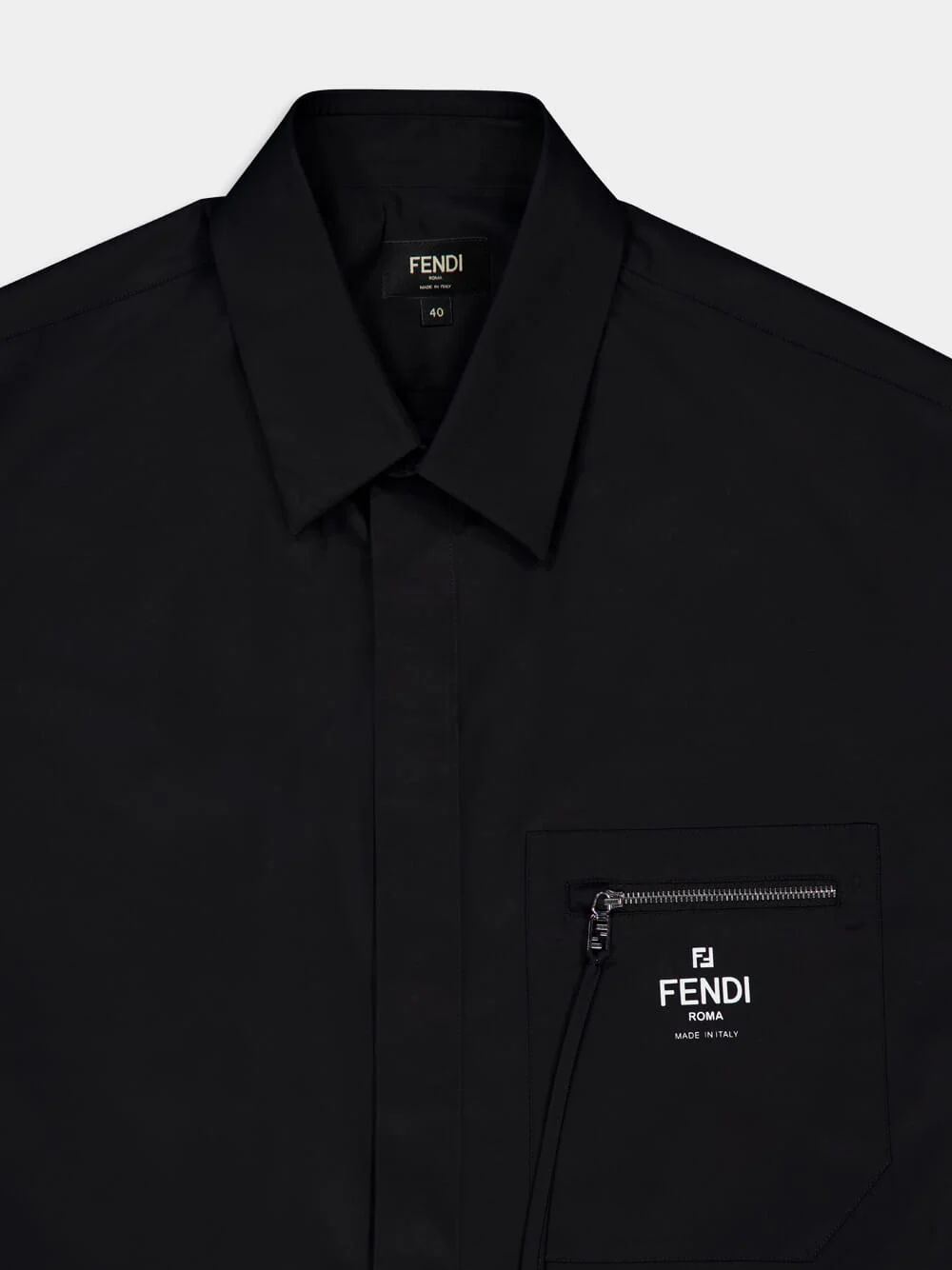 Black Cotton Poplin Short-Sleeve Shirt - Image 3