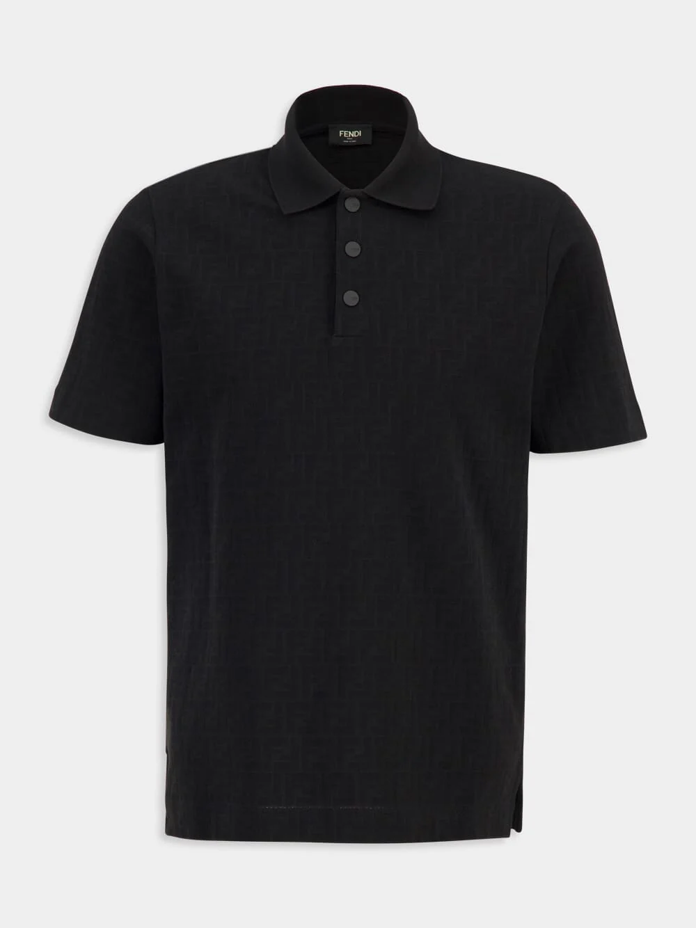 Black FF Jacquard Cotton Polo Shirt