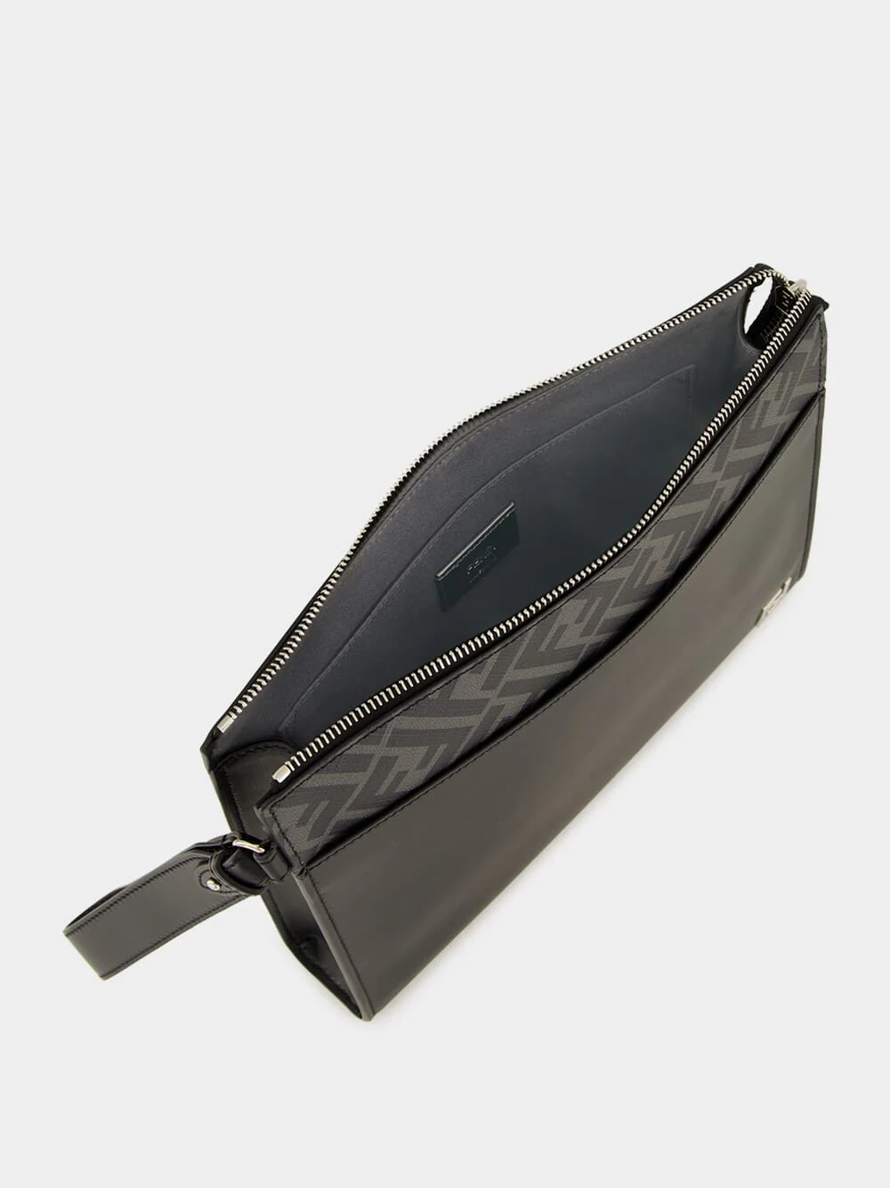 Black FF Squared Leather Clutch - Image 6