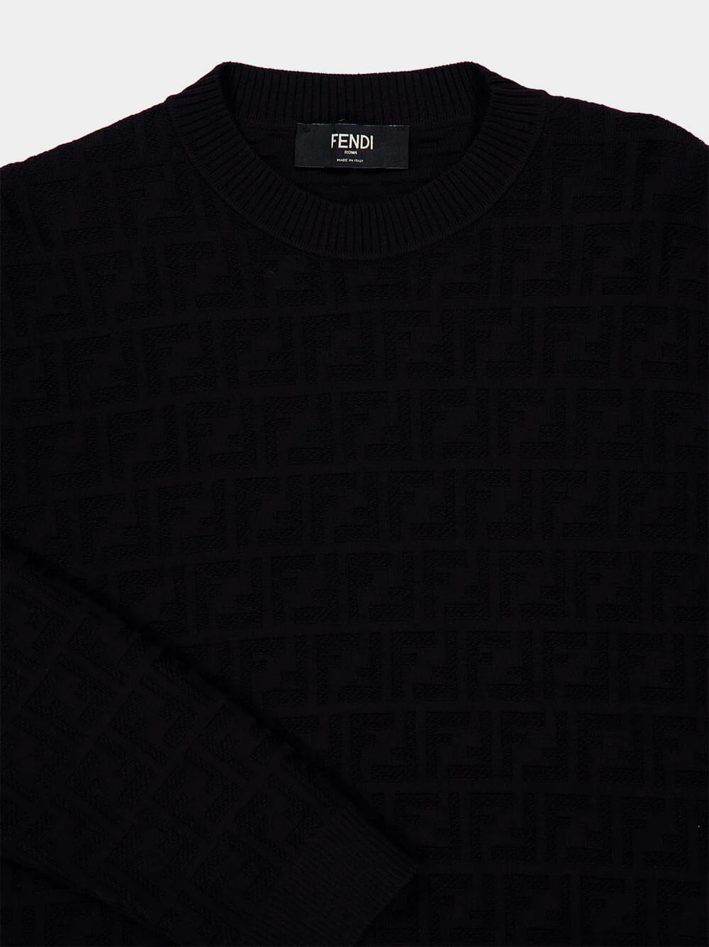 Black FF Zucca Cotton Crewneck Jumper - Image 3