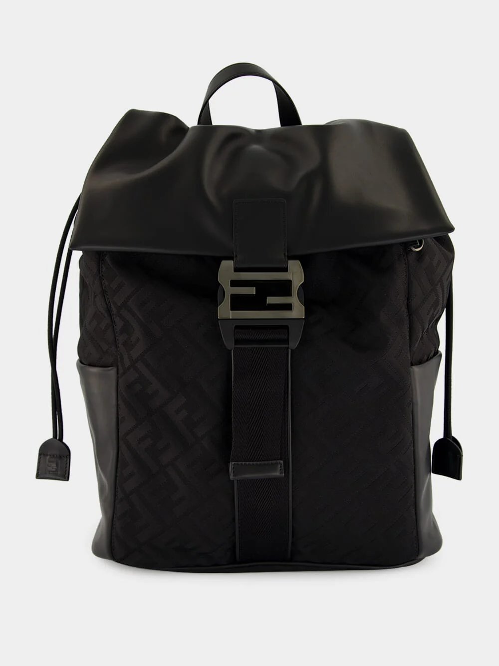 Black Flux Backpack in FF Nylon and Calf Leather - Image 2
