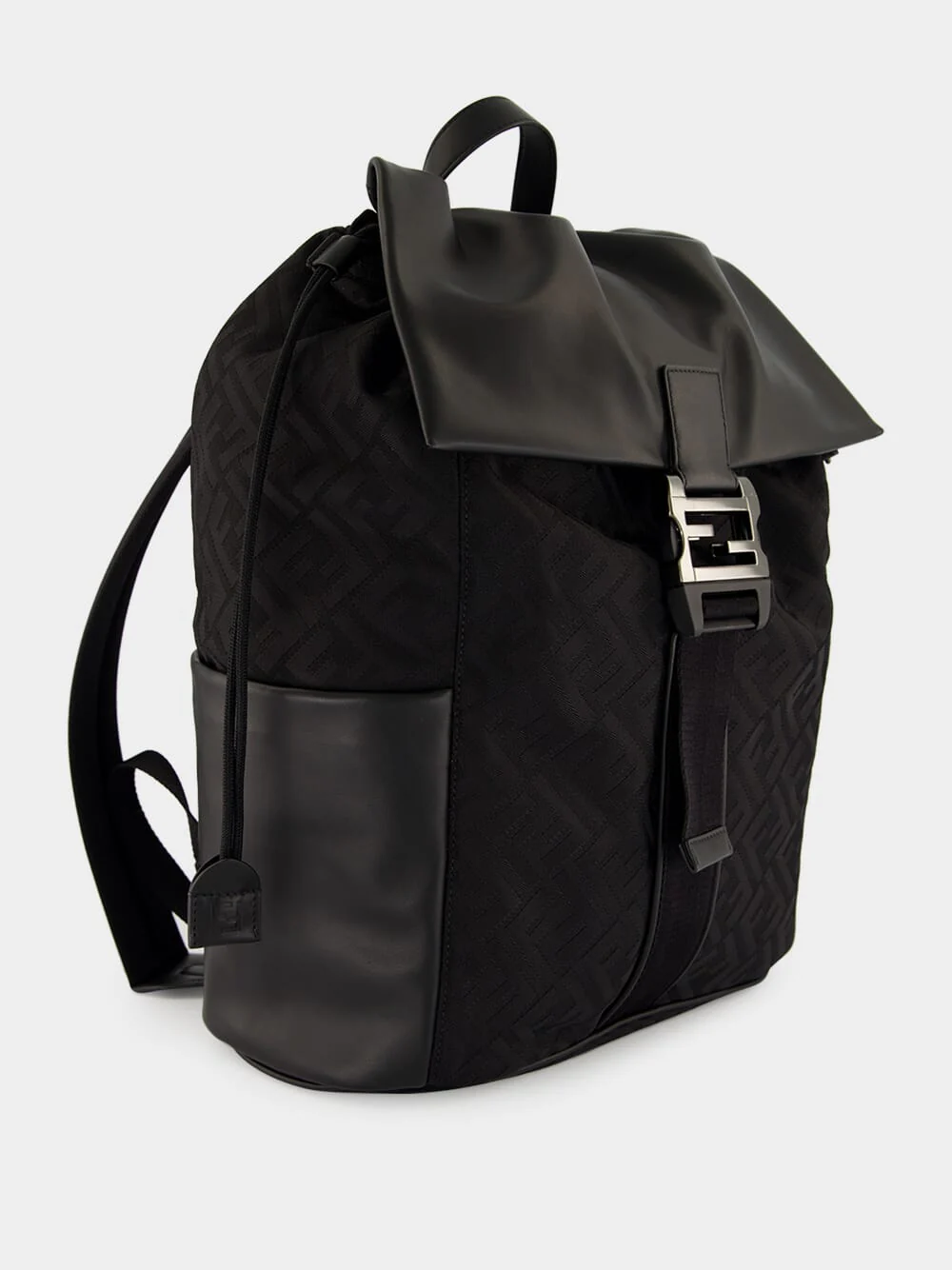 Black Flux Backpack in FF Nylon and Calf Leather - Image 3