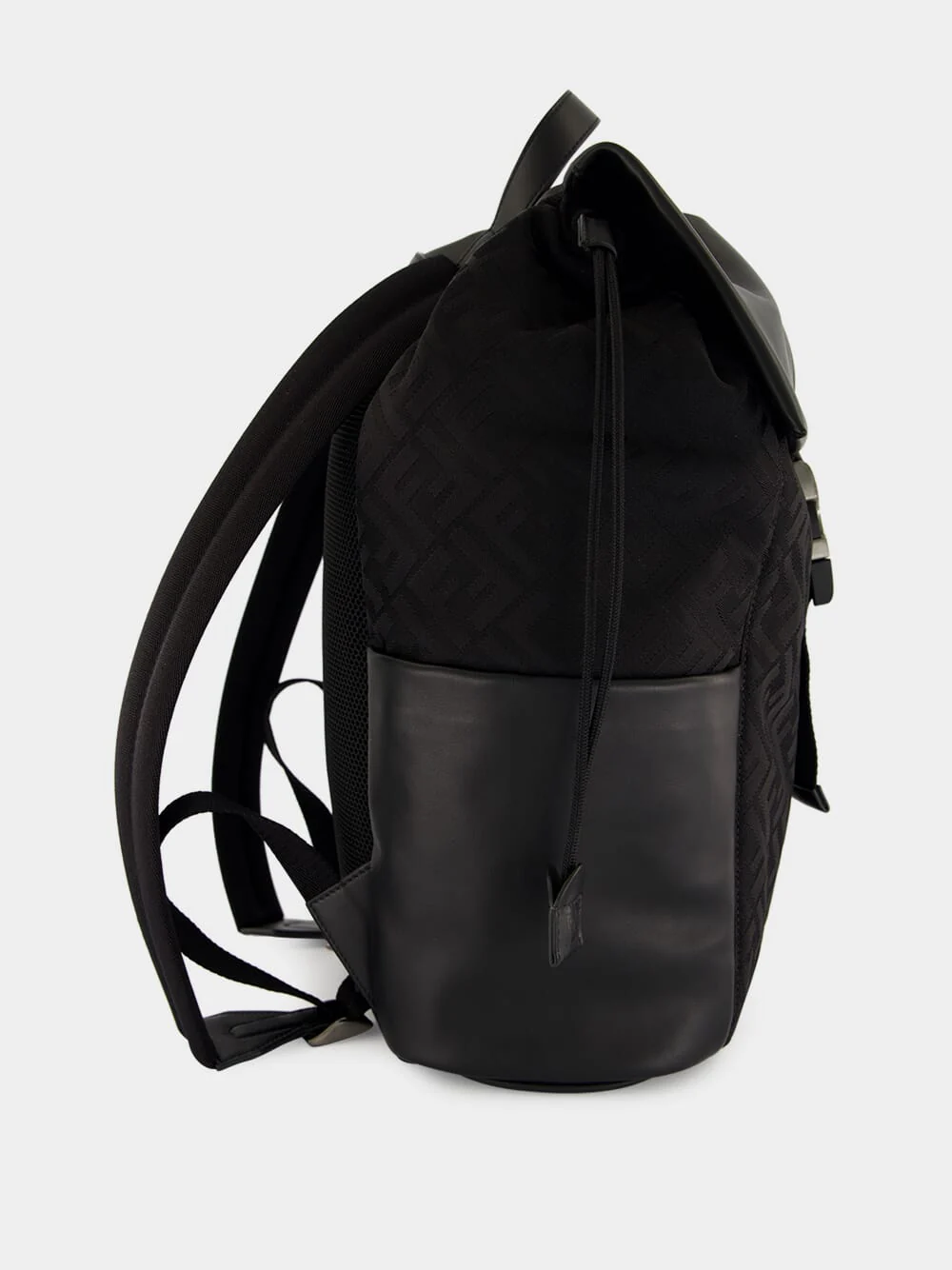 Black Flux Backpack in FF Nylon and Calf Leather - Image 4