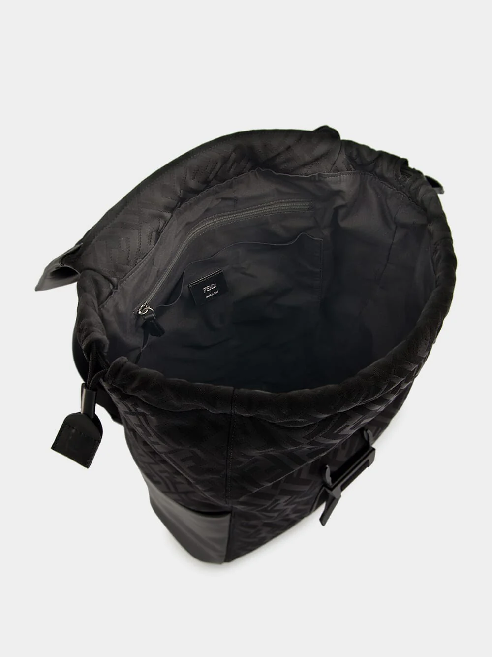 Black Flux Backpack in FF Nylon and Calf Leather - Image 6