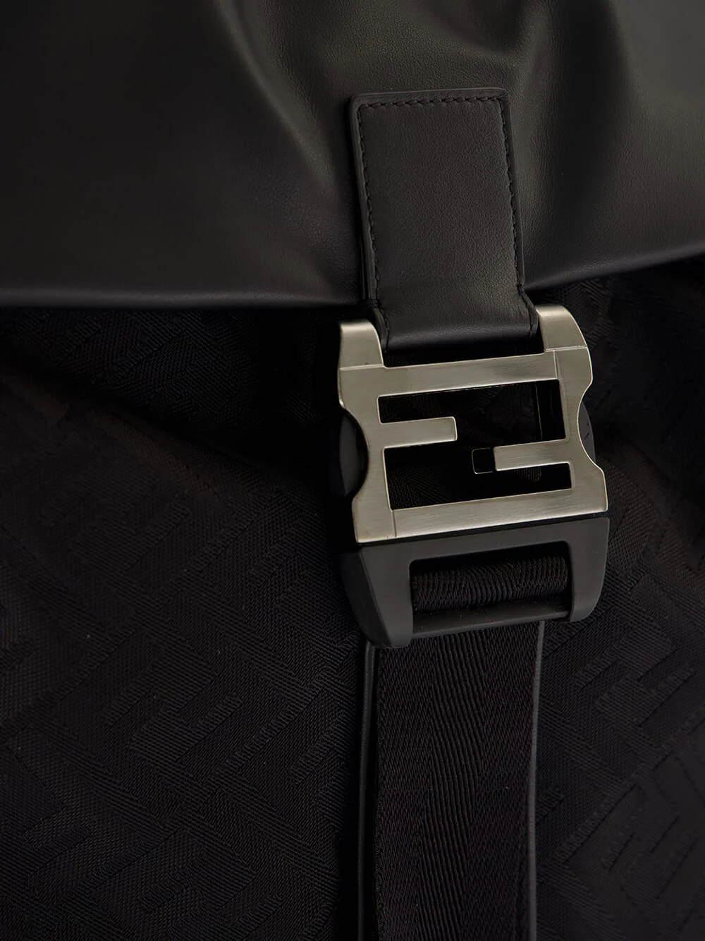 Black Flux Backpack in FF Nylon and Calf Leather - Image 7