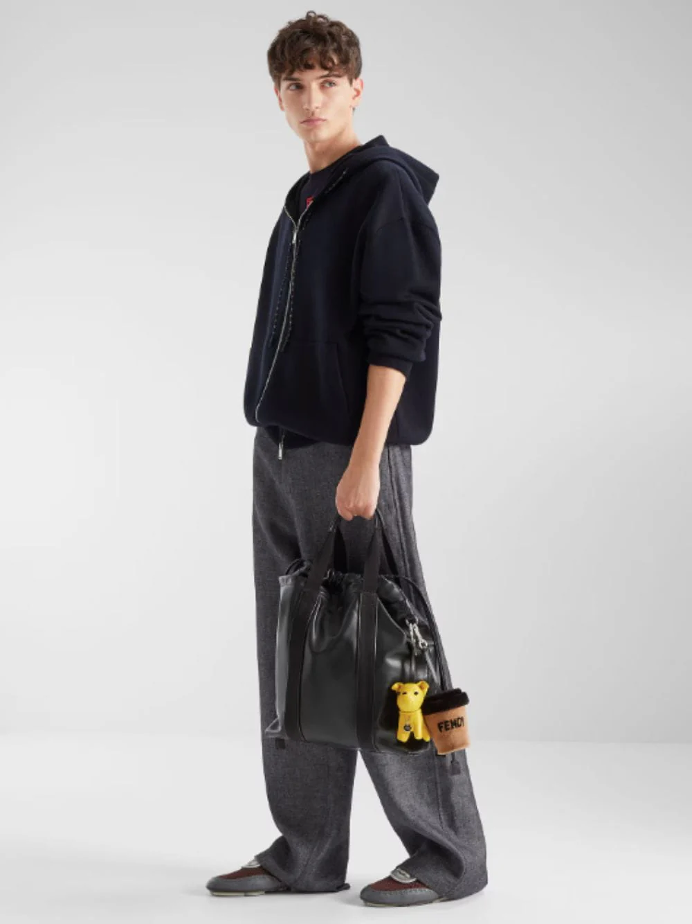 Black Flux Leather Shopping Bag - Image 2