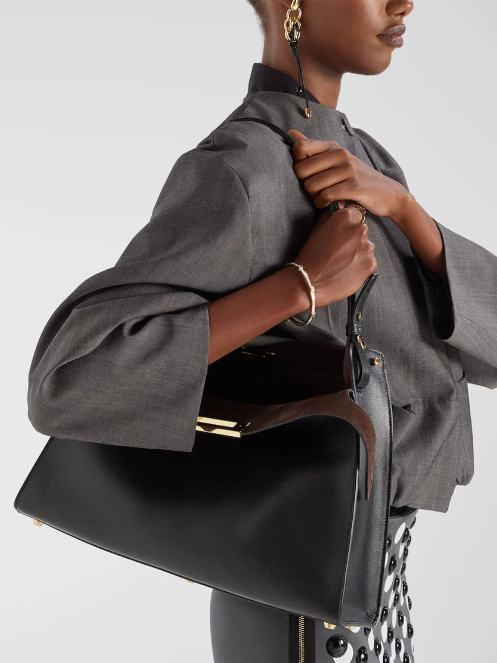 Black Large Leather Way Bag - Image 2