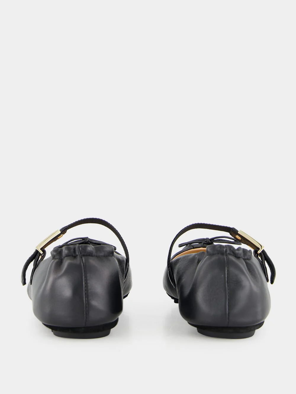 Black Leather Baguette Ballet Flats - Image 3
