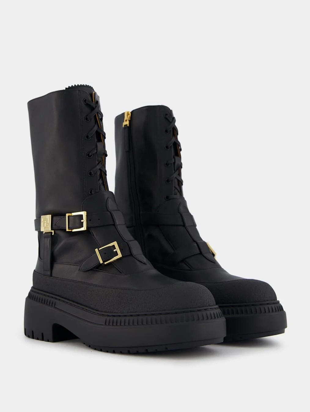 Black Leather Biker Boots - Image 3