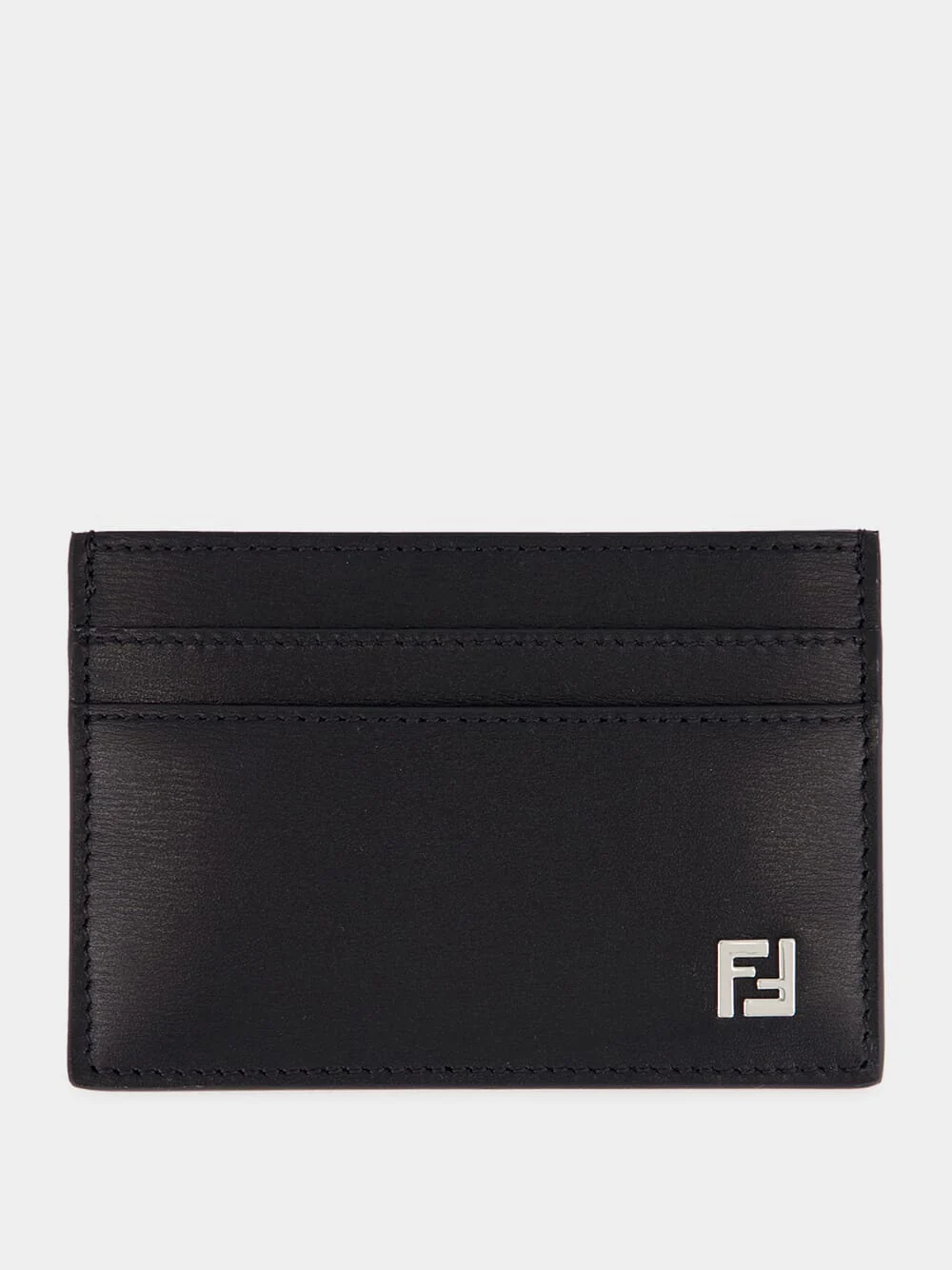 Black Leather FF Squared Card Holder