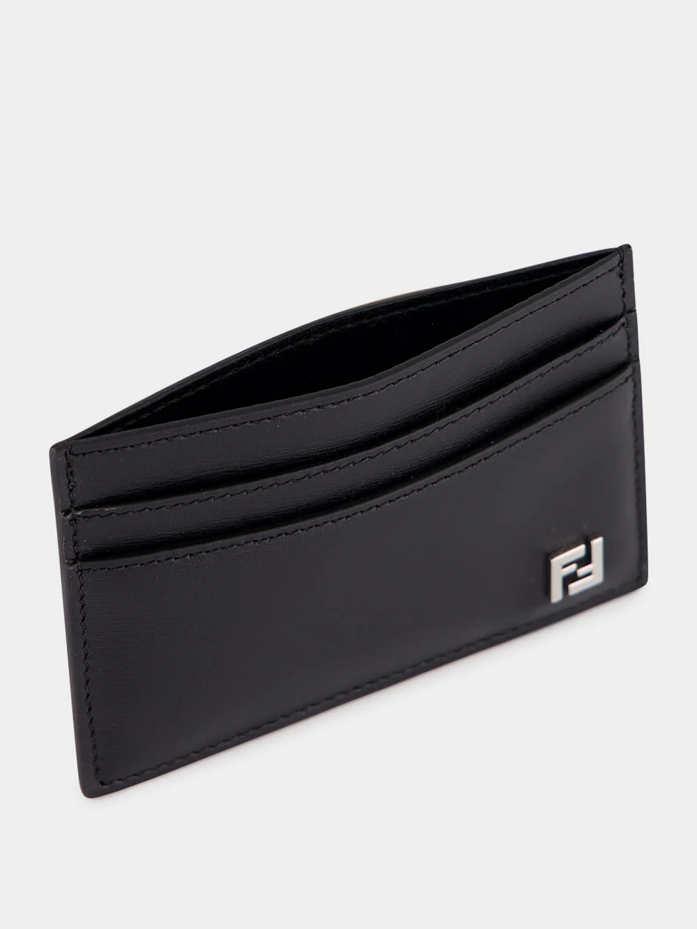 Black Leather FF Squared Card Holder - Image 3