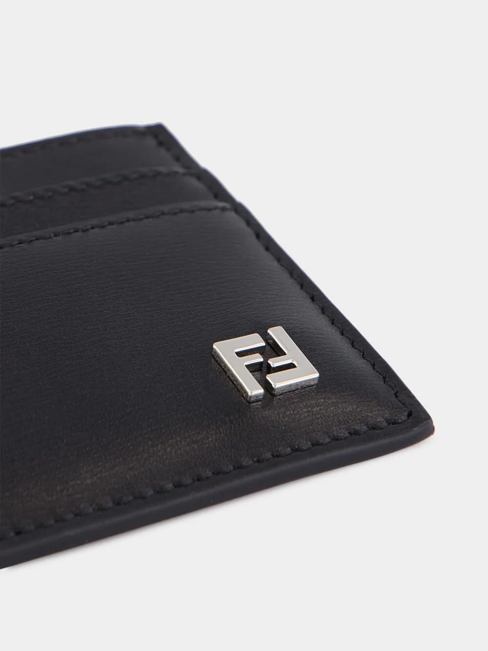 Black Leather FF Squared Card Holder - Image 4