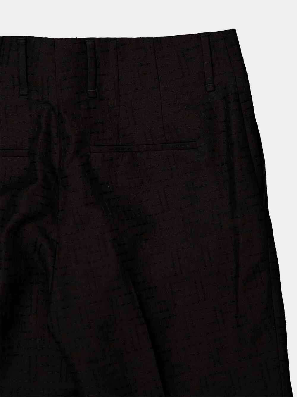 Black Linen FF Jacquard Tailored Trousers - Image 8