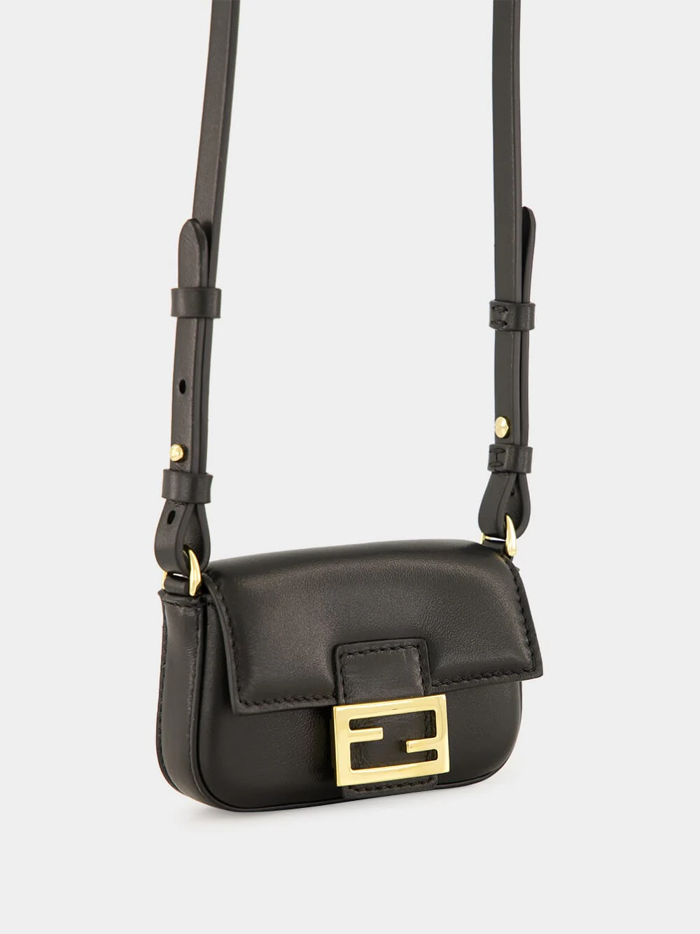Black Nano Baguette Charm in Nappa Leather - Image 8