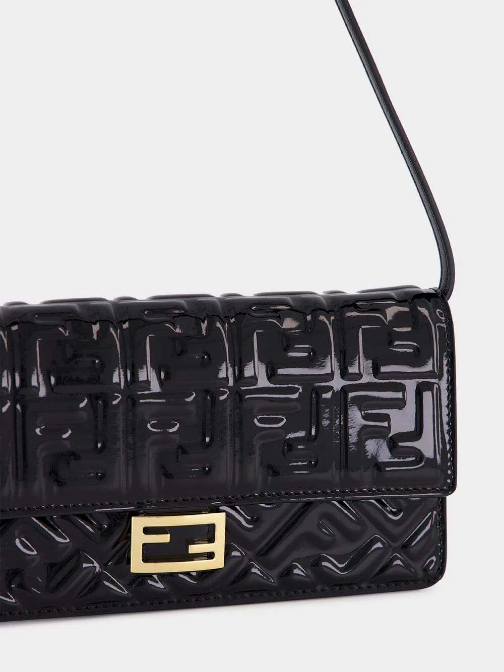 Black Patent Leather FF Wallet on Chain - Image 7