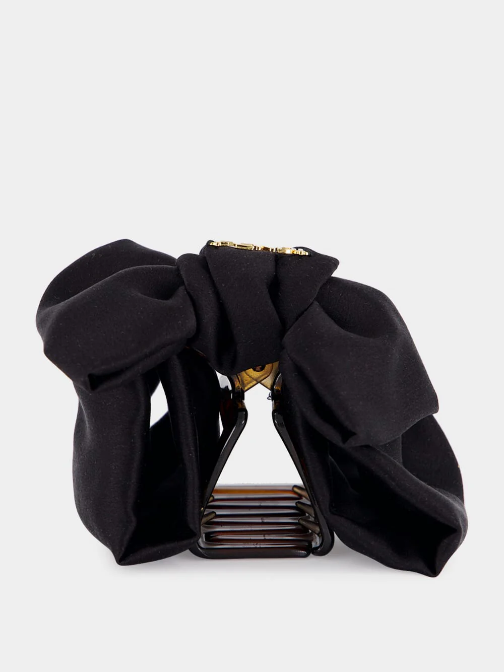 Black Silk Bow Hair Clip - Image 2