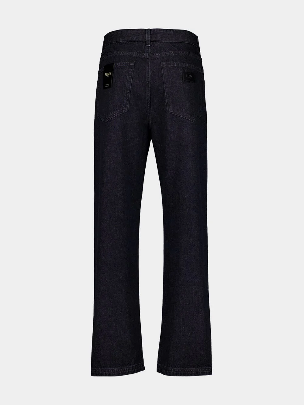 Black Straight-Leg Jeans with FF Turn-Up Hem - Image 2