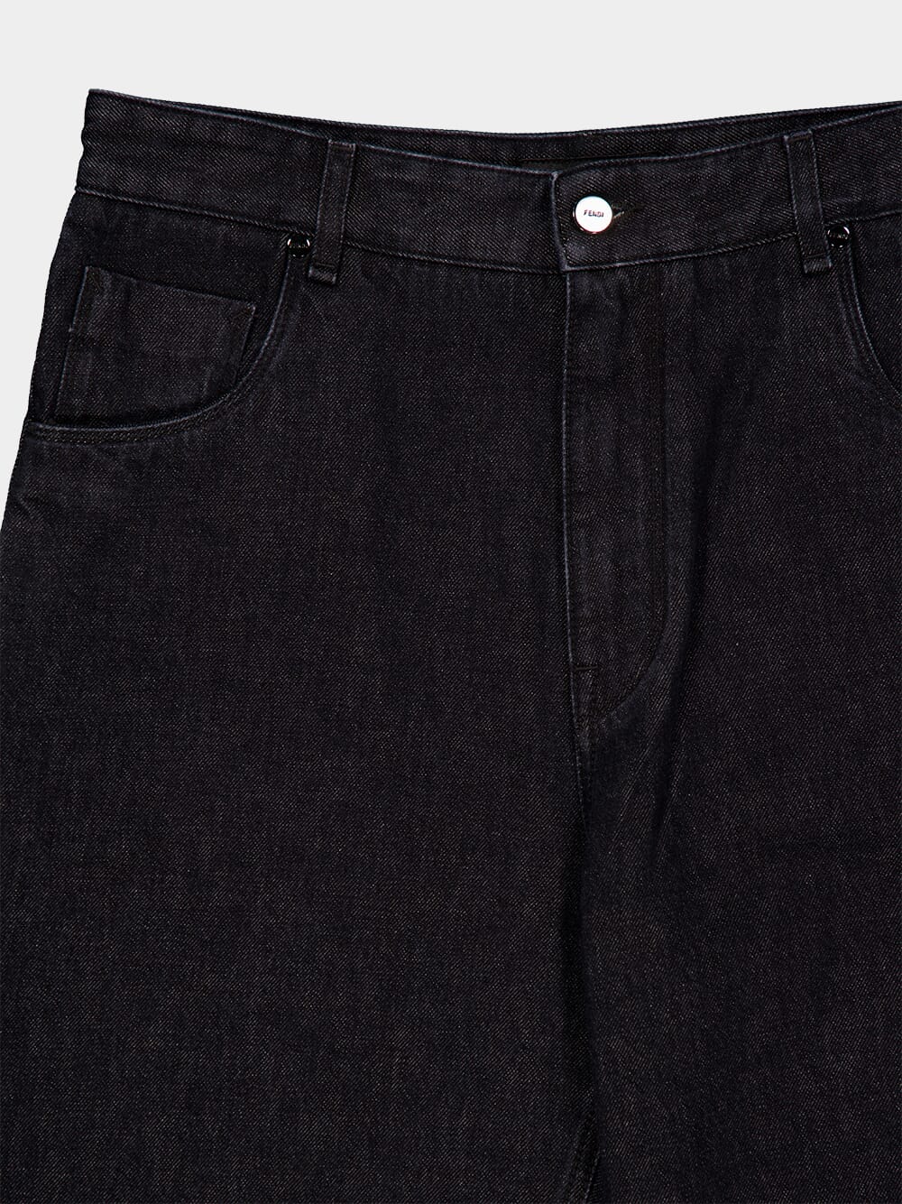 Black Straight-Leg Jeans with FF Turn-Up Hem - Image 3