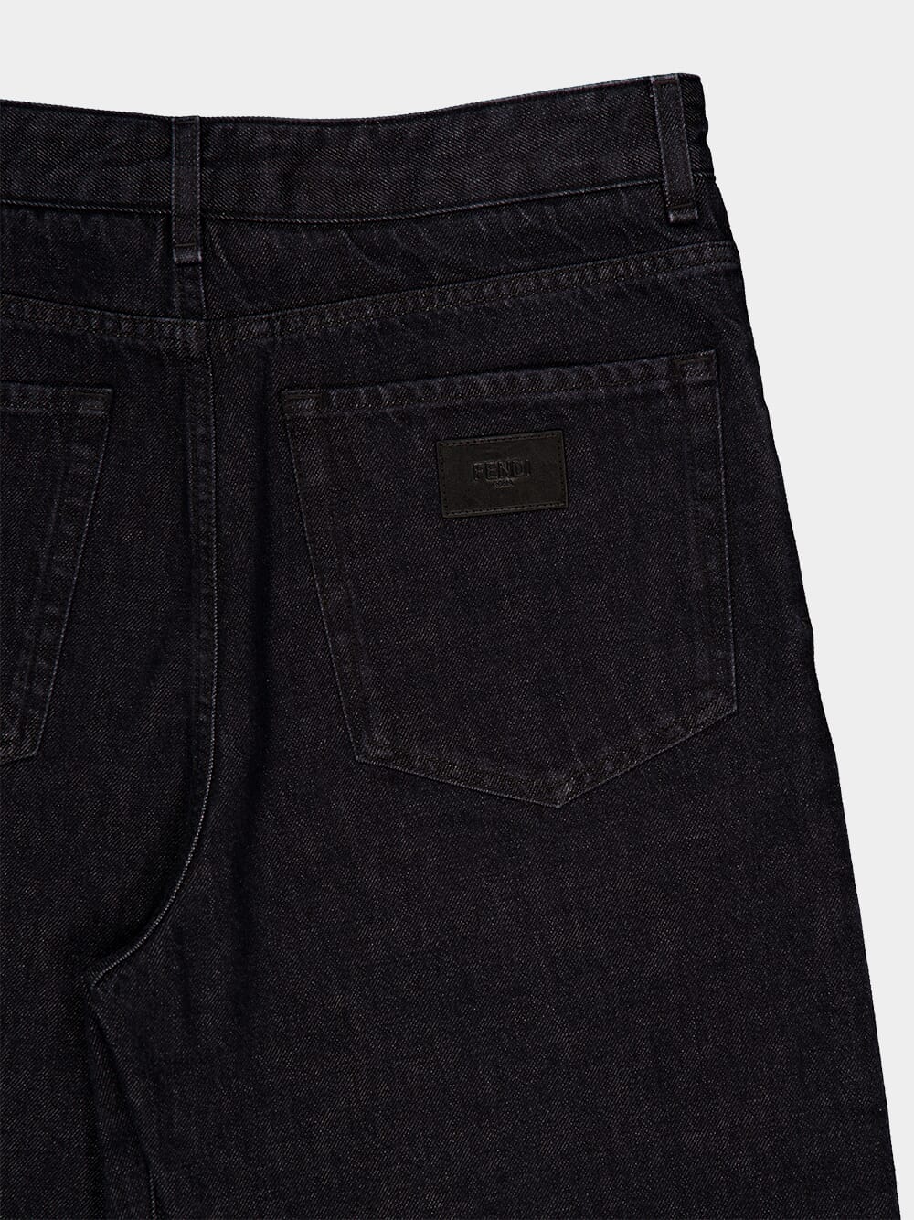 Black Straight-Leg Jeans with FF Turn-Up Hem - Image 4