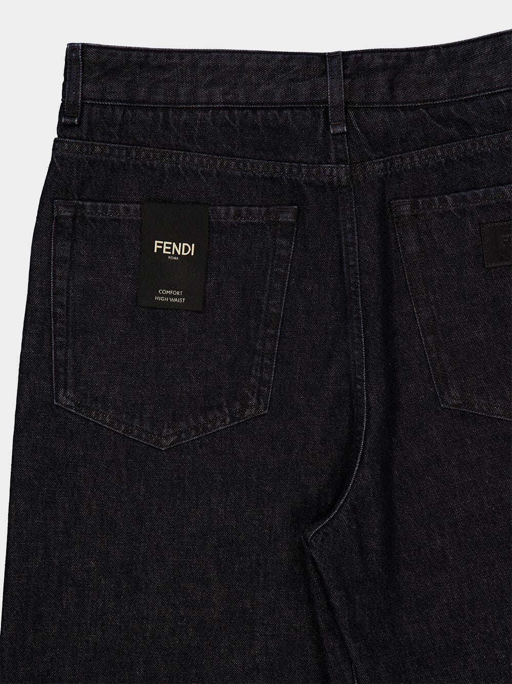 Black Straight-Leg Jeans with FF Turn-Up Hem - Image 5
