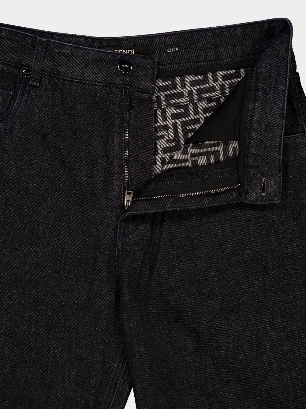 Black Straight-Leg Jeans with FF Turn-Up Hem - Image 6