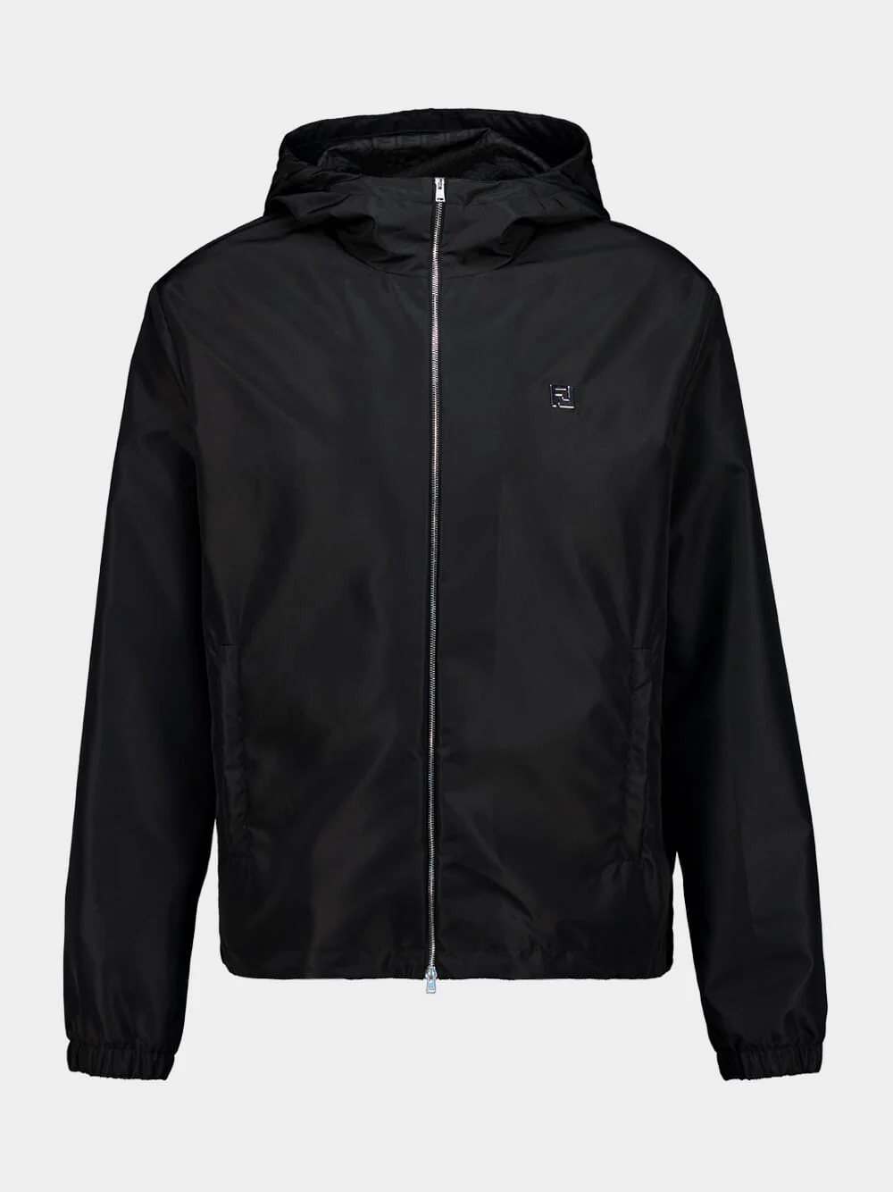 Black Technical Fabric Hooded Blouson Jacket