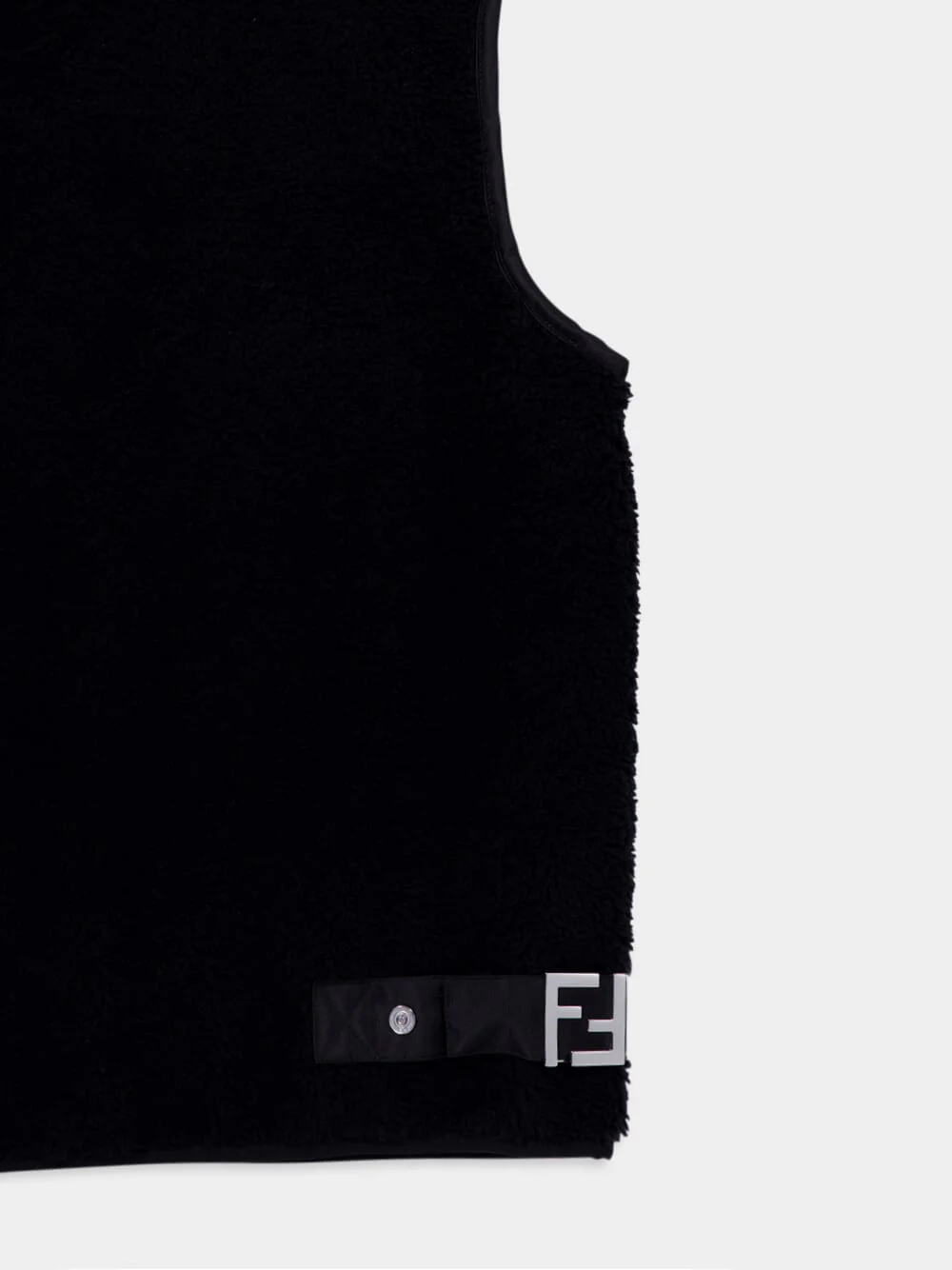 Black Virgin Wool Teddy Vest - Image 5