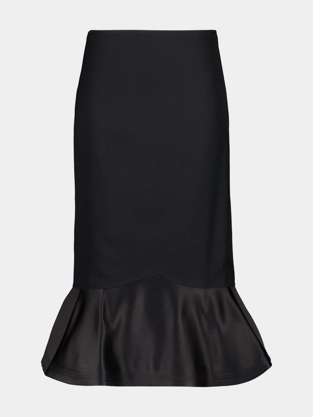 Black Wool Peplum Midi Skirt