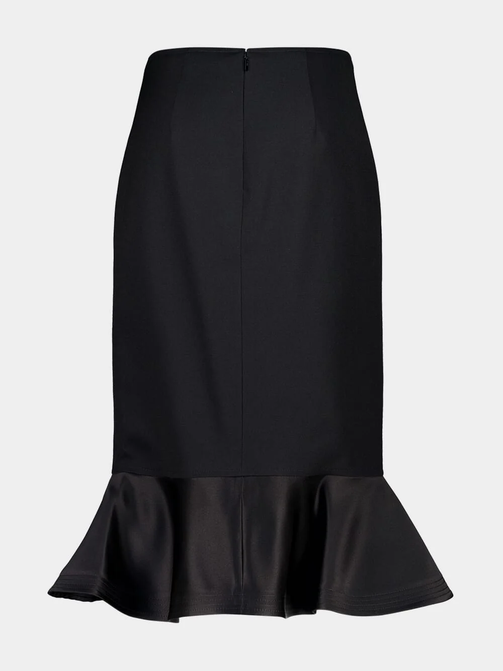 Black Wool Peplum Midi Skirt - Image 2