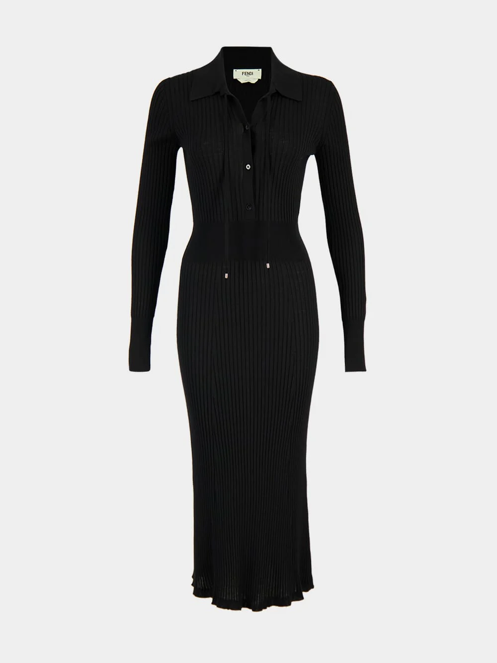 Black Wool Polo Midi Dress