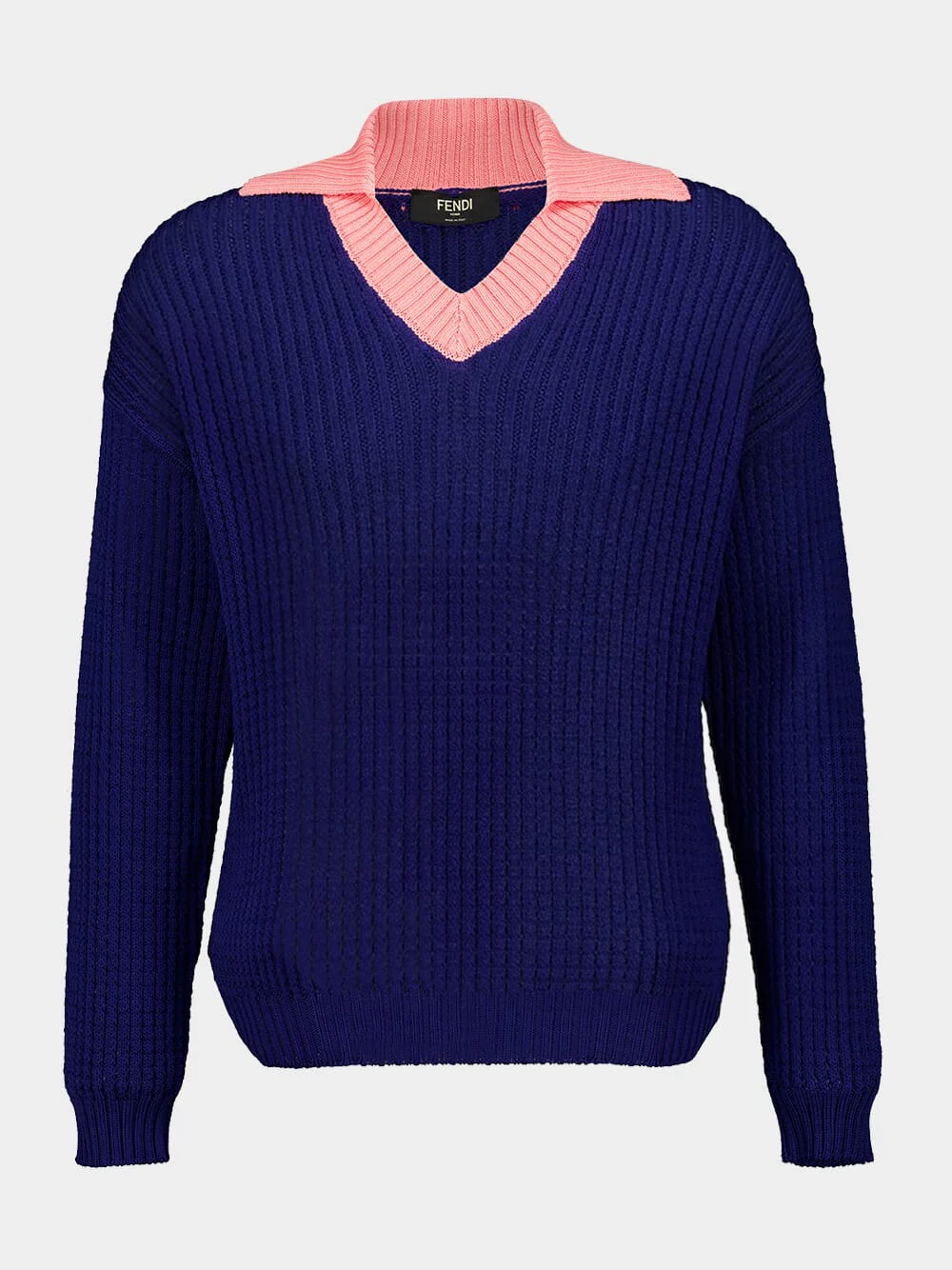 Blue and Pink Openwork Cotton Oversized Jumper