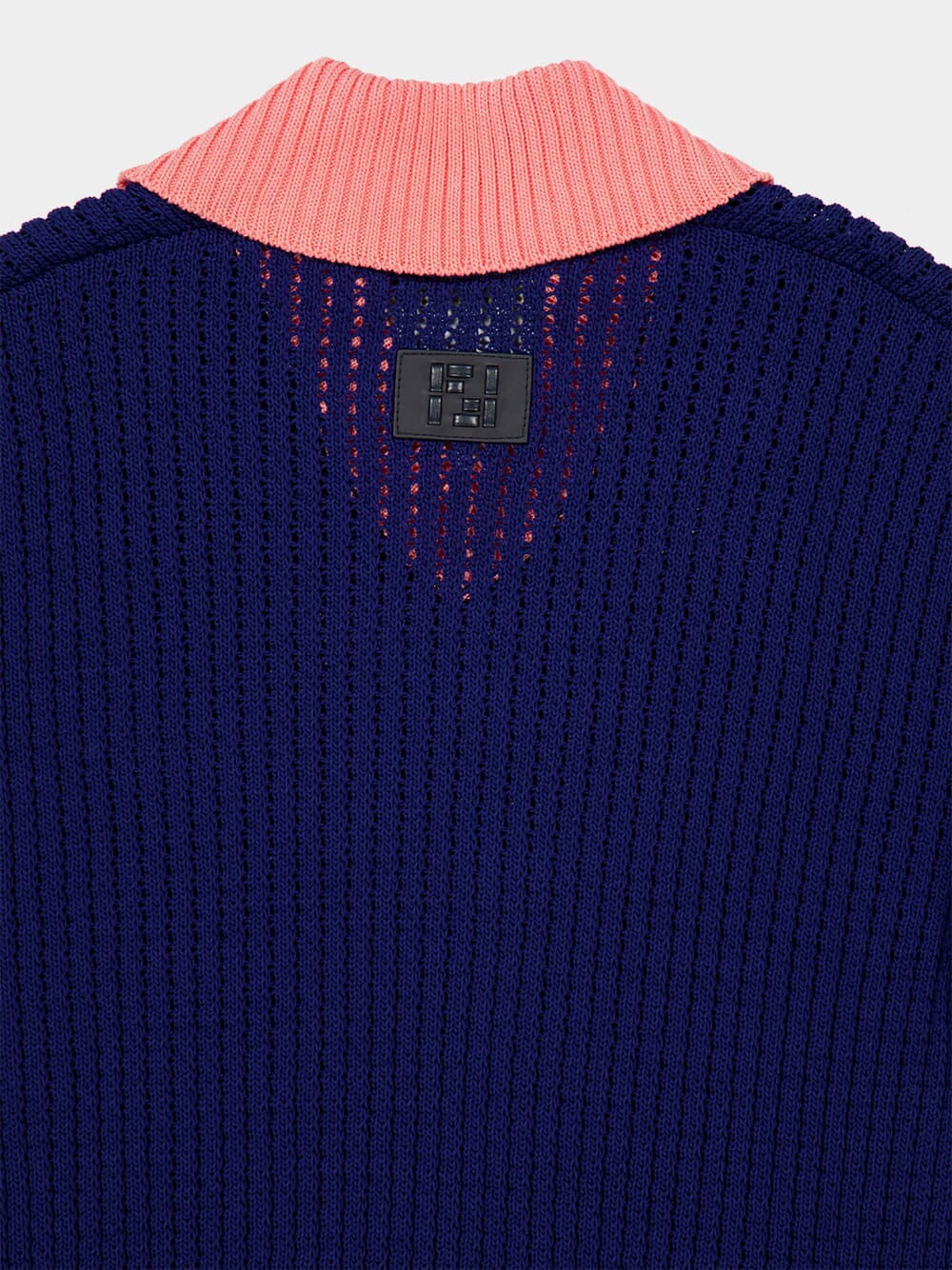Blue and Pink Openwork Cotton Oversized Jumper - Image 4