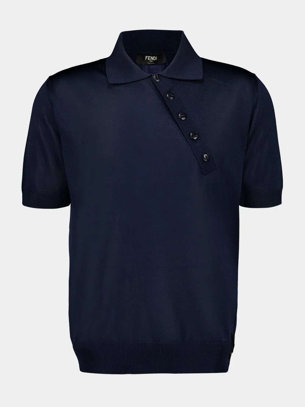 Blue Asymmetric Button Polo Shirt - Image 2