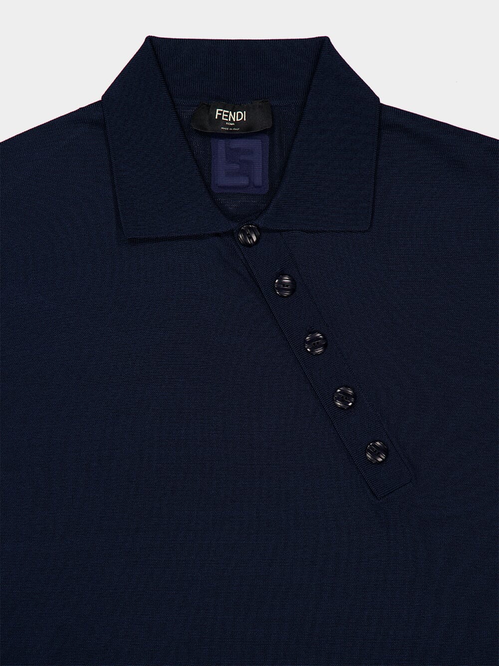 Blue Asymmetric Button Polo Shirt - Image 4