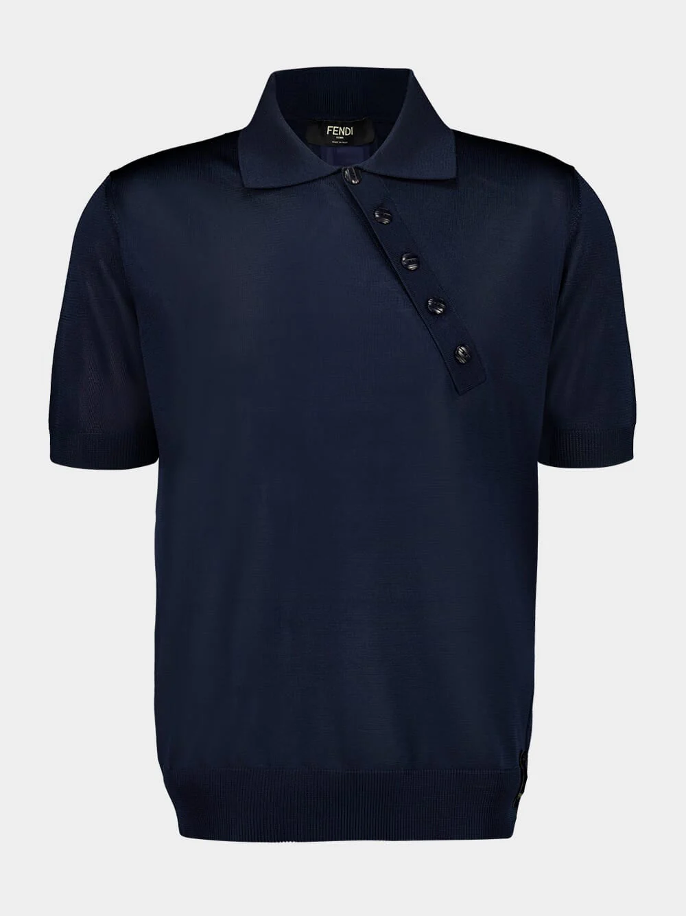 Blue Asymmetric Button Polo Shirt - Image 8