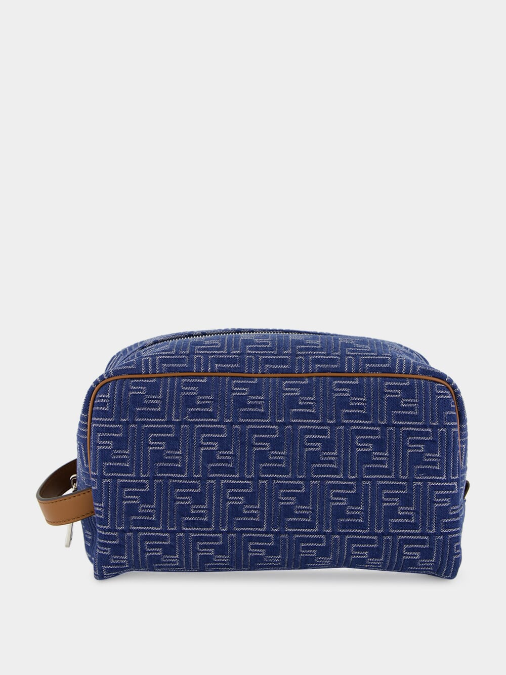 Blue Denim-Effect FF Jacquard Toiletry Case
