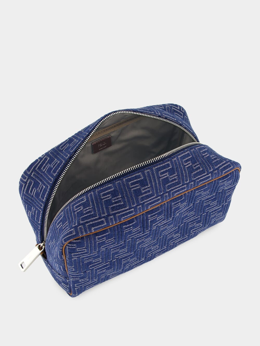 Blue Denim-Effect FF Jacquard Toiletry Case - Image 5