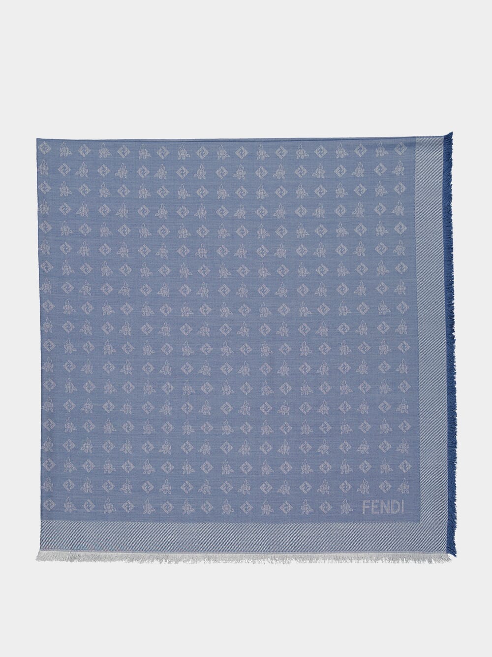 Blue FF Silk and Wool Shawl