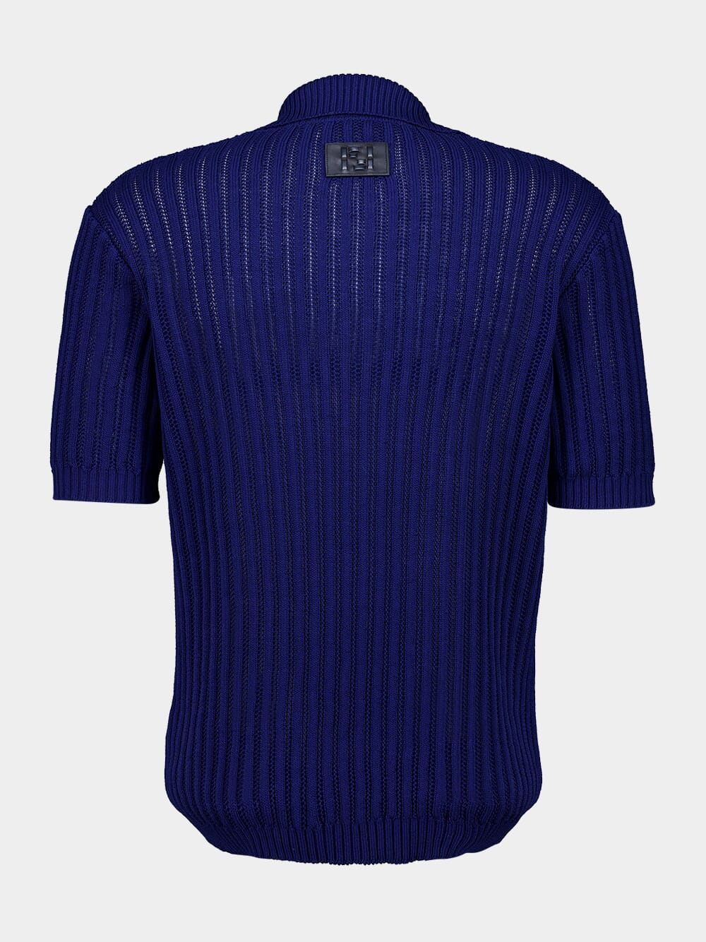 Blue Openwork Cotton Polo Shirt - Image 2
