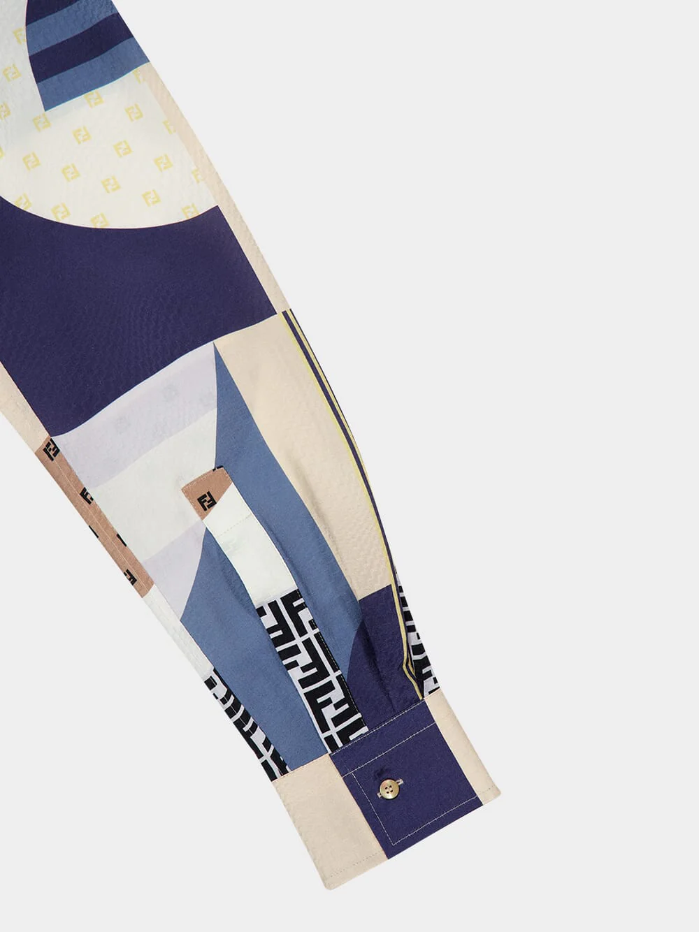 Blue Silk Patchwork Print Shirt - Image 4