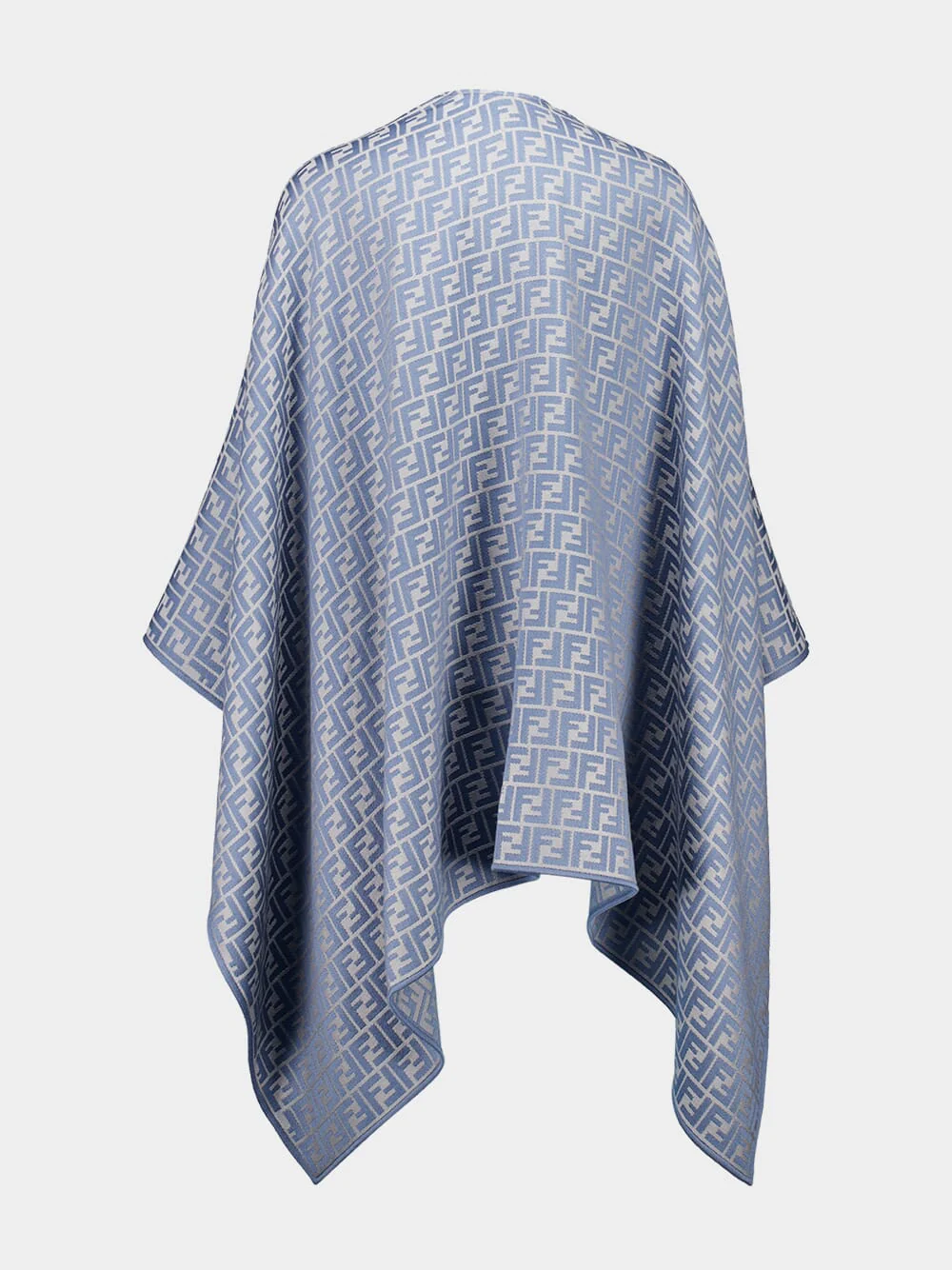 Blue Wool and Silk FF Jacquard Poncho - Image 2