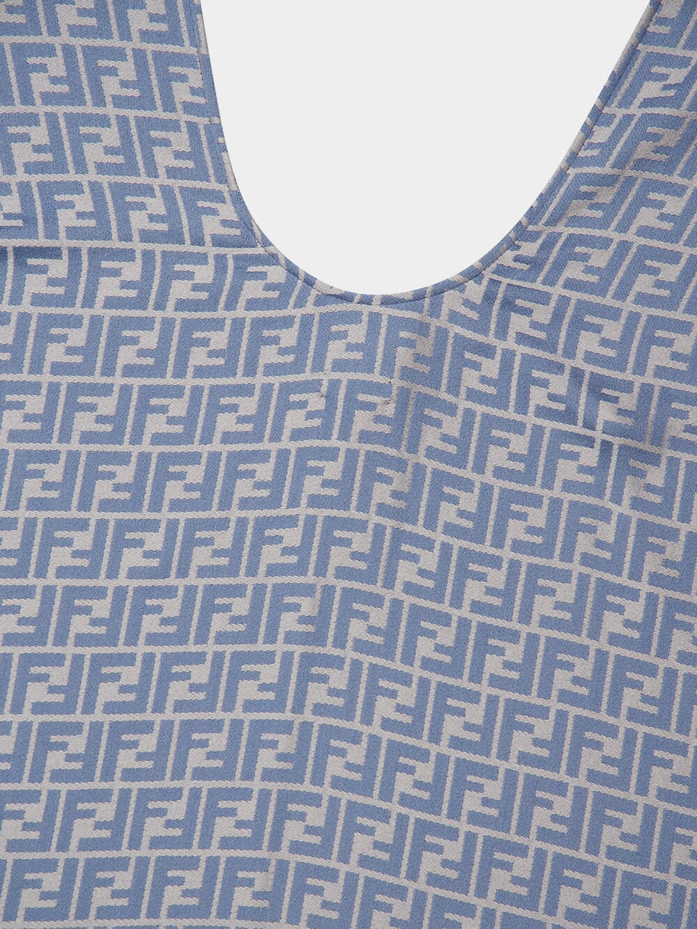 Blue Wool and Silk FF Jacquard Poncho - Image 3