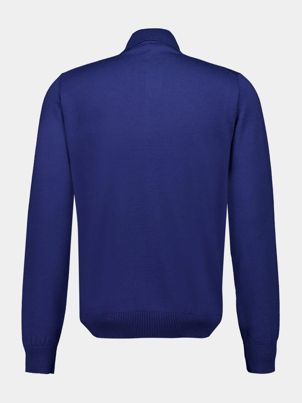 Blue Wool Long-Sleeve Polo - Image 2