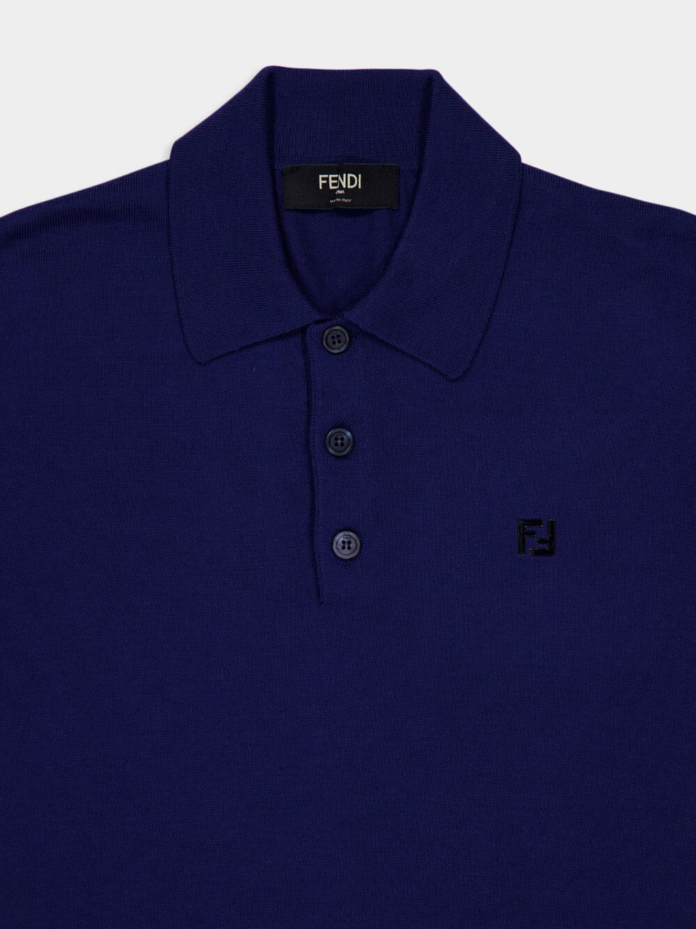 Blue Wool Long-Sleeve Polo - Image 3