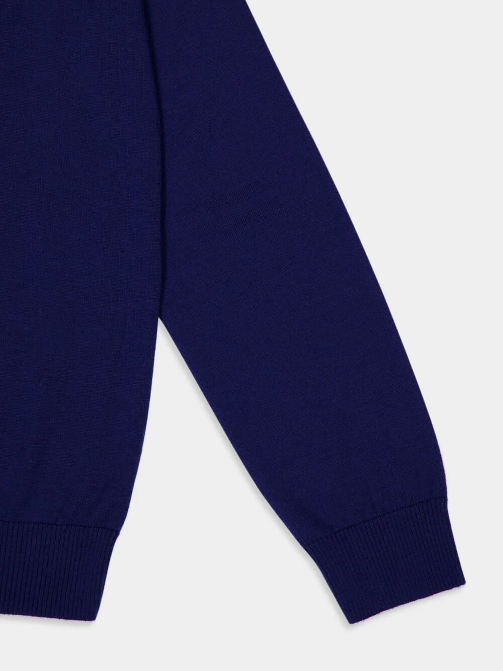 Blue Wool Long-Sleeve Polo - Image 4
