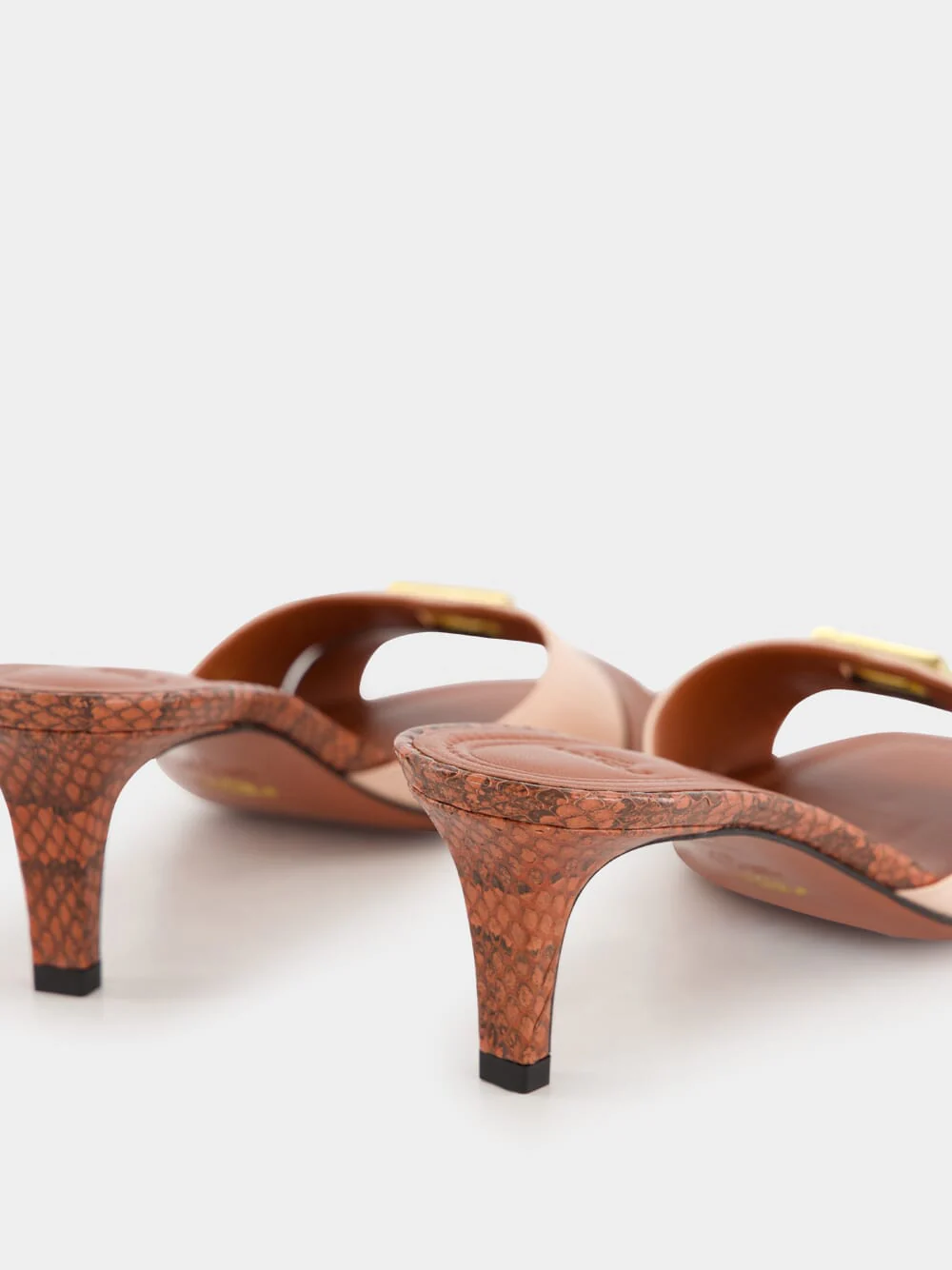 Brick and Light Rose Ayers Mid-Heel Mules - Image 6