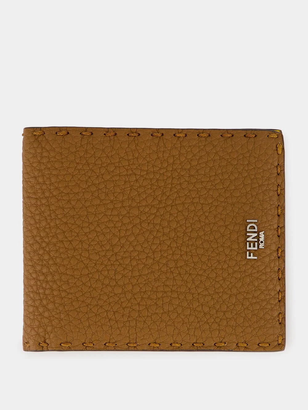 Brown and Sunflower Yellow Selleria Bi-Fold Wallet