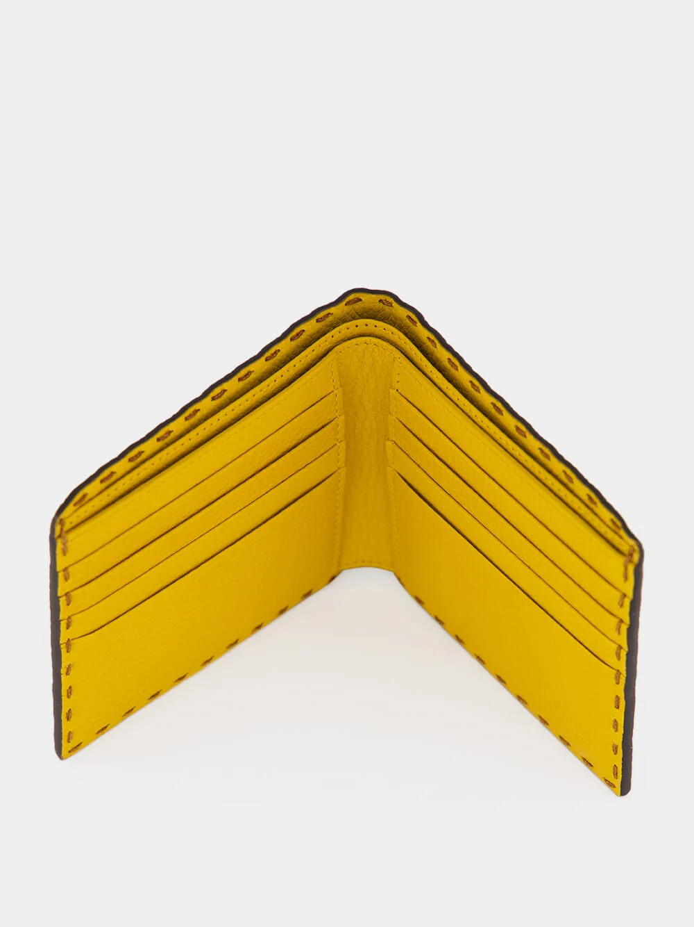 Brown and Sunflower Yellow Selleria Bi-Fold Wallet - Image 4