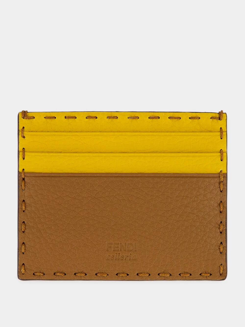 Brown and Sunflower Yellow Selleria Leather Card Case - Image 2